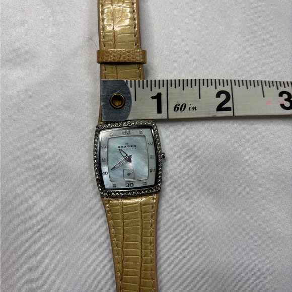 Skagen Watch Denmark Pearl Face Leather Band - Picture 8 of 12